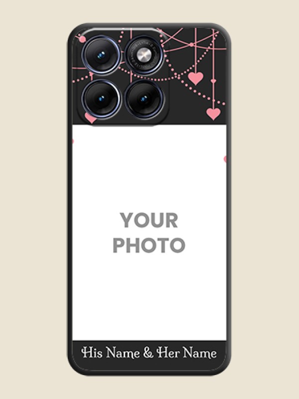 Custom Pink Love Hangings with Text On Space Black Custom Soft Matte Mobile Back Cover - Motorola Edge 70 5G - alternate view