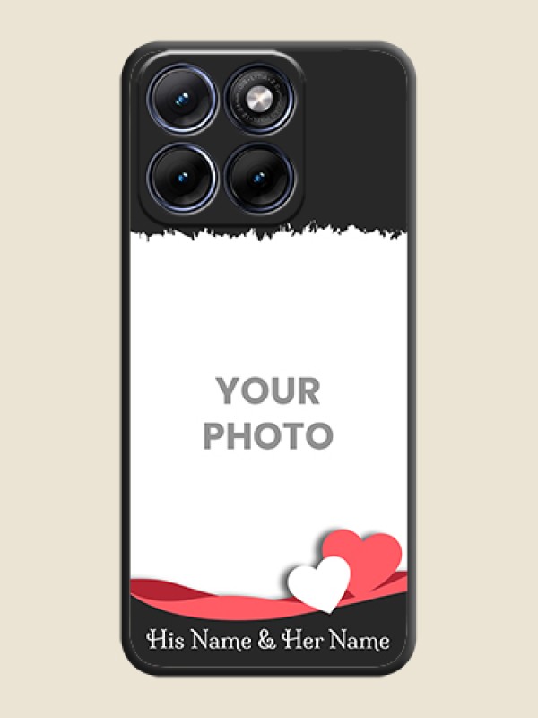 Custom Pin Color Love Shaped Ribbon Design with Text On Space Black Custom Soft Matte Mobile Back Cover - Motorola Edge 70 5G - alternate view