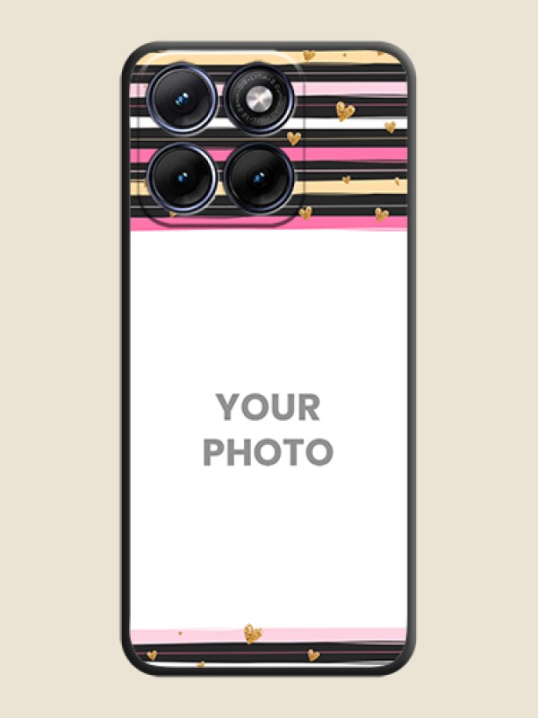 Custom Multicolor Lines and Golden Love Symbols Design on Photo On Space Black Custom Soft Matte Mobile Back Cover - Motorola Edge 70 5G - alternate view
