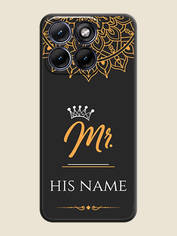 Custom Mr Name with Floral Design On Space Black Custom Soft Matte Mobile Back Cover - Motorola Edge 70 5G - alternate view