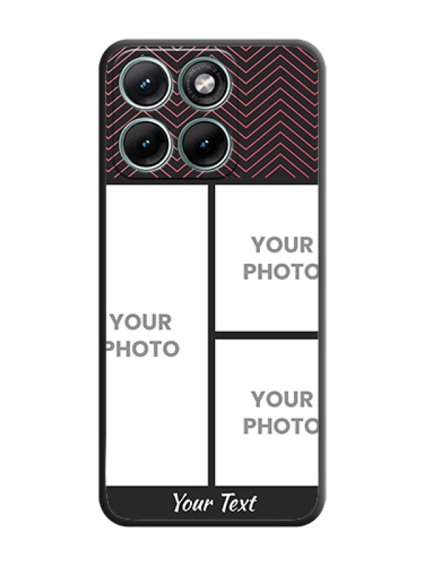 Custom Wave Pattern with 3 Image Holder On Space Black Custom Soft Matte Mobile Back Cover - Motorola Edge 70 Fusion - alternate view