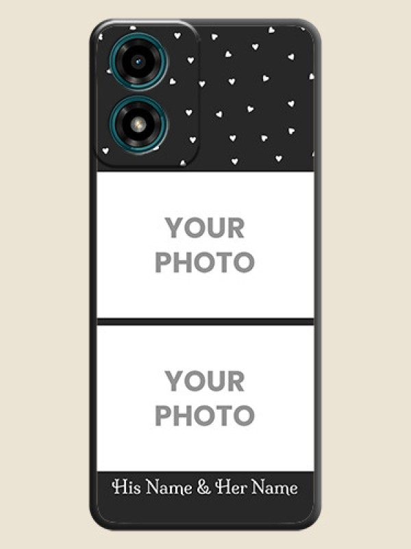 Custom Miniature Love Symbols with Name on Space Black Custom Soft Matte Back Cover - Motorola G04 - alternate view
