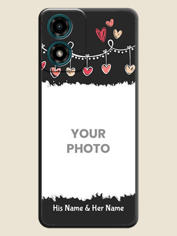 Custom Pink Love Hangings with Name on Space Black Custom Soft Matte Phone Cases - Motorola G04 - alternate view