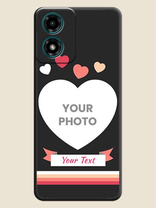 Custom Love Shaped Photo with Colorful Stripes on Personalised Space Black Soft Matte Cases - Motorola G04 - alternate view