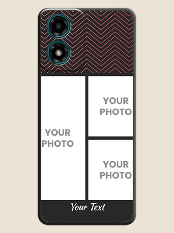 Custom Wave Pattern with 3 Image Holder on Space Black Custom Soft Matte Back Cover - Motorola G04 - alternate view