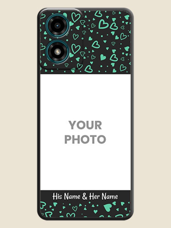 Custom Sea Green Indefinite Love Pattern on Photo On Space Black Custom Soft Matte Mobile Back Cover - Motorola G04s - alternate view