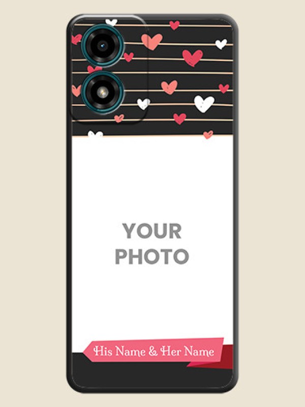 Custom Love Pattern with Name on Pink Ribbon  on Photo On Space Black Custom Soft Matte Mobile Back Cover - Motorola G04s - alternate view
