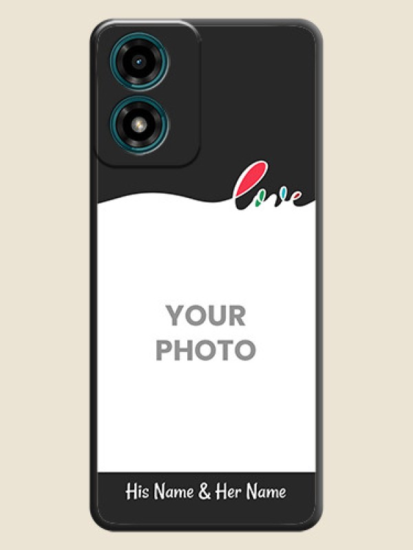 Custom Fall in Love Pattern with Picture on Photo On Space Black Custom Soft Matte Mobile Back Cover - Motorola G04s - alternate view