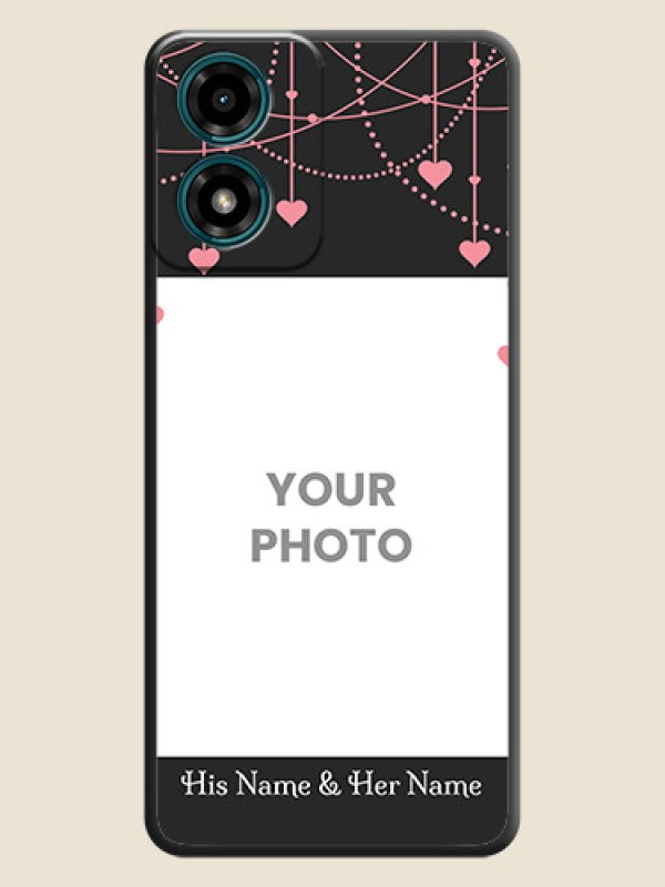 Custom Pink Love Hangings with Text On Space Black Custom Soft Matte Mobile Back Cover - Motorola G04s - alternate view