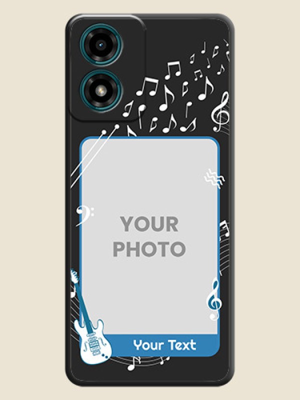 Custom Musical Theme Design with Text on Photo On Space Black Custom Soft Matte Mobile Back Cover - Motorola G04s - alternate view