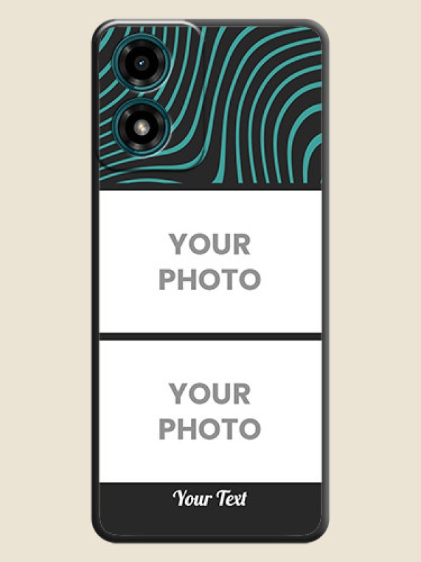 Custom Wave Pattern with 2 Image Holder On Space Black Custom Soft Matte Mobile Back Cover - Motorola G04s - alternate view