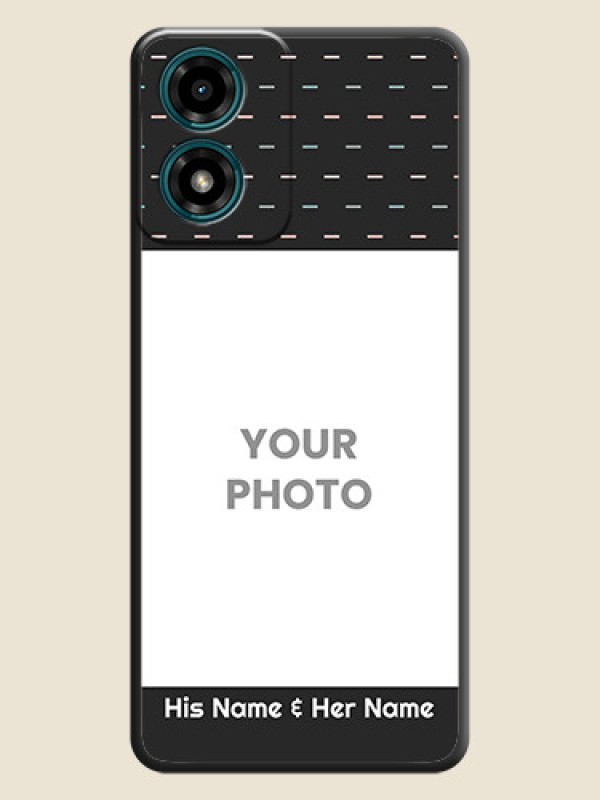 Custom Line Pattern Design with Text On Space Black Custom Soft Matte Mobile Back Cover - Motorola G04s - alternate view