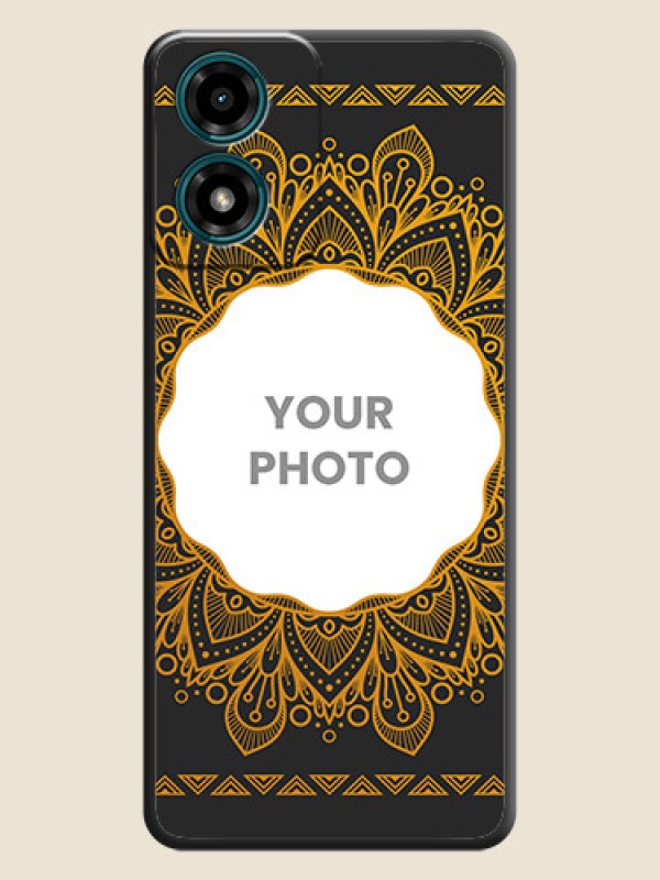 Custom Round Image with Floral Design On Space Black Custom Soft Matte Mobile Back Cover - Motorola G04s - alternate view