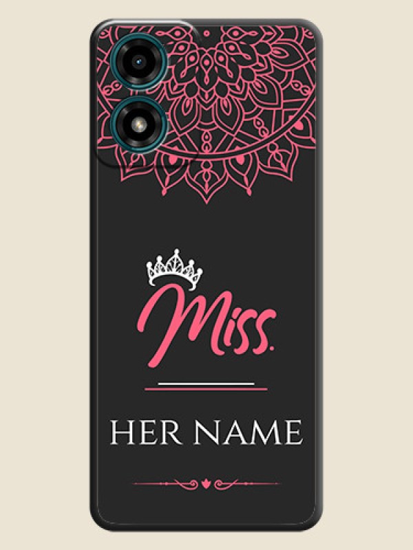 Custom Mrs Name with Floral Design On Space Black Custom Soft Matte Mobile Back Cover - Motorola G04s - alternate view