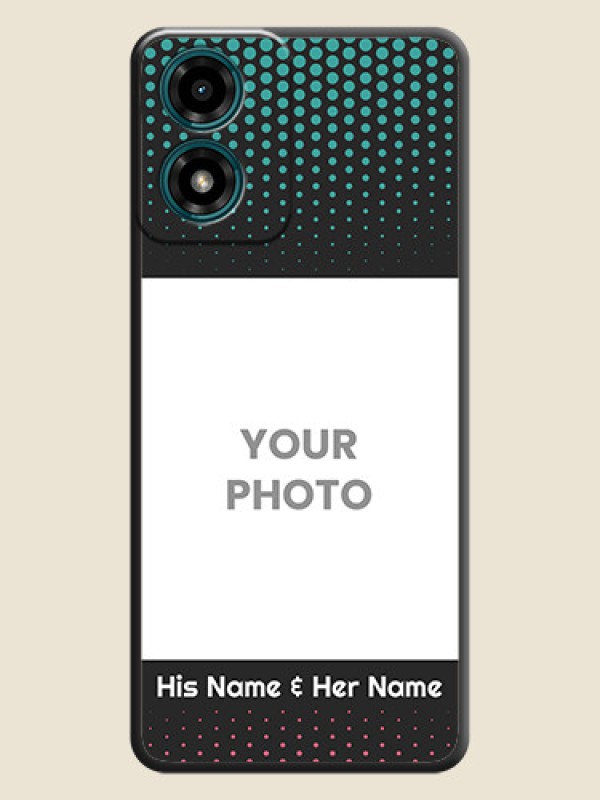 Custom Faded Dots with Grunge Photo Frame and Text On Space Black Custom Soft Matte Mobile Back Cover - Motorola G04s - alternate view