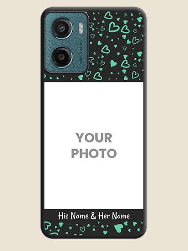 Custom Sea Green Indefinite Love Pattern on Photo On Space Black Custom Soft Matte Mobile Back Cover - Motorola G05 - alternate view