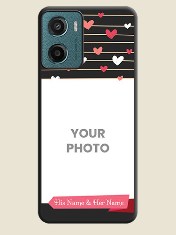 Custom Love Pattern with Name on Pink Ribbon on Photo On Space Black Custom Soft Matte Mobile Back Cover - Motorola G05 - alternate view