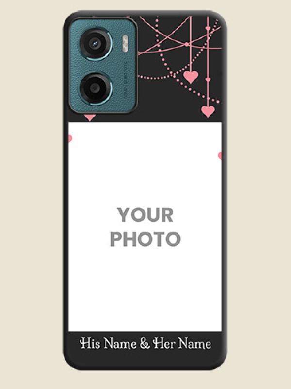 Custom Pink Love Hangings with Text On Space Black Custom Soft Matte Mobile Back Cover - Motorola G05 - alternate view