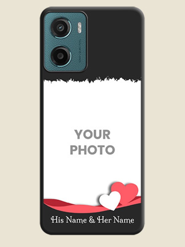 Custom Pin Color Love Shaped Ribbon Design with Text On Space Black Custom Soft Matte Mobile Back Cover - Motorola G05 - alternate view