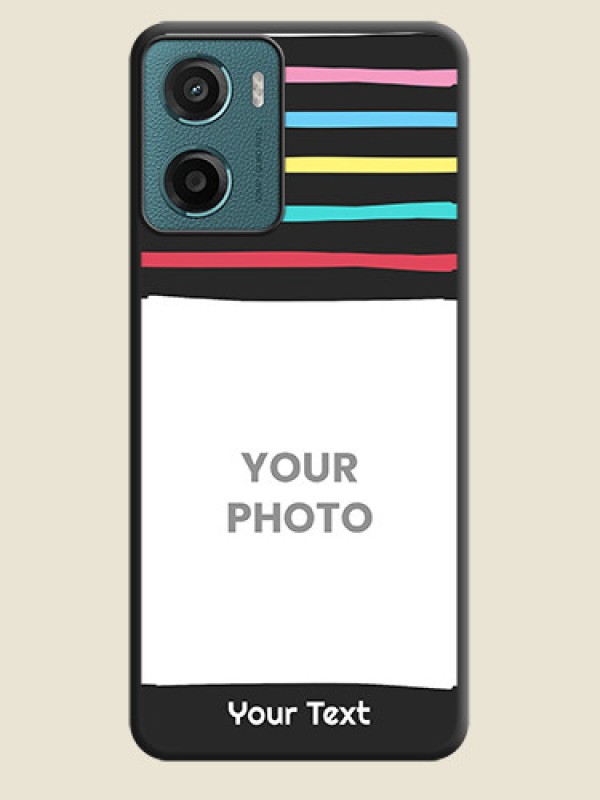 Custom Multicolor Lines with Image On Space Black Custom Soft Matte Mobile Back Cover - Motorola G05 - alternate view