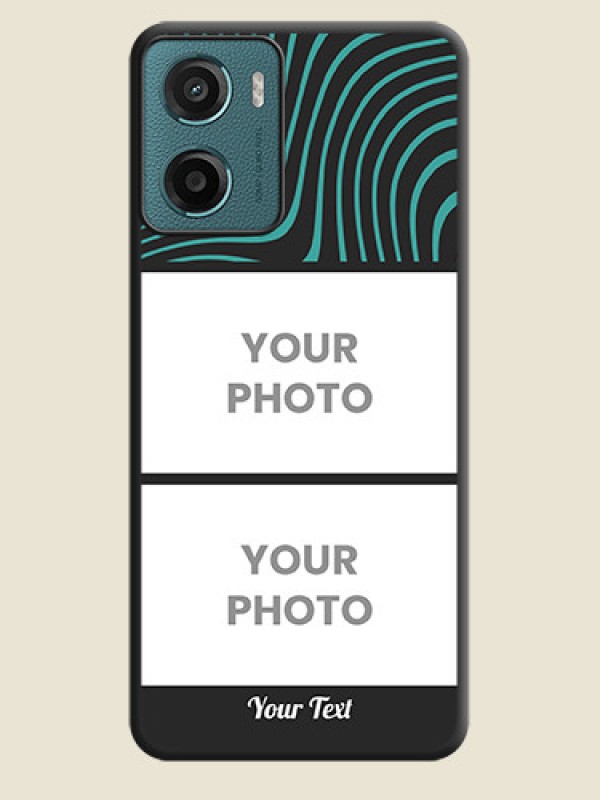 Custom Wave Pattern with 2 Image Holder On Space Black Custom Soft Matte Mobile Back Cover - Motorola G05 - alternate view