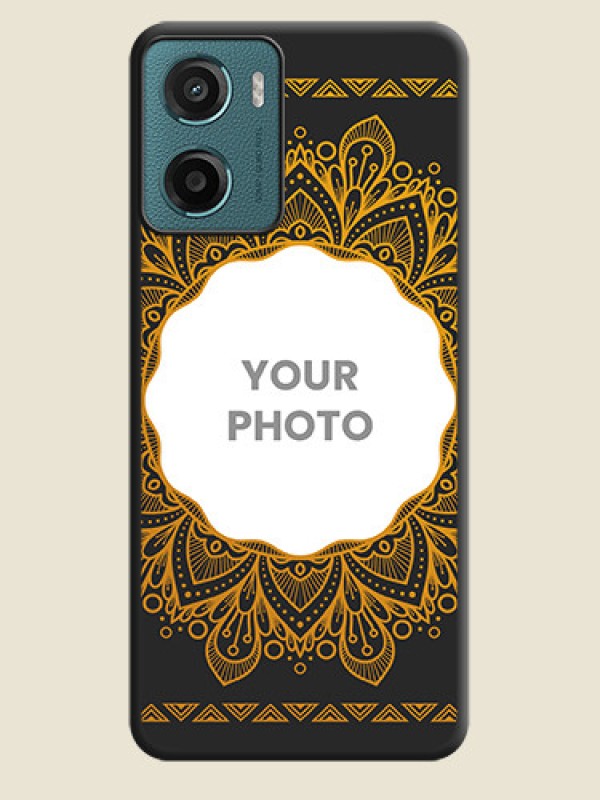 Custom Round Image with Floral Design On Space Black Custom Soft Matte Mobile Back Cover - Motorola G05 - alternate view