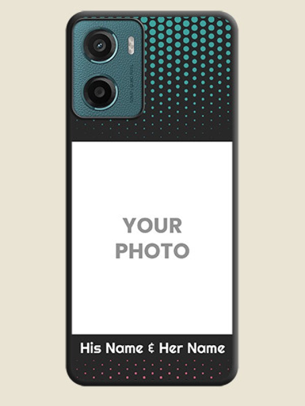 Custom Faded Dots with Grunge Photo Frame and Text On Space Black Custom Soft Matte Mobile Back Cover - Motorola G05 - alternate view