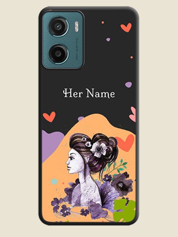 Custom Namecase For Her With Fancy Lady Image On Space Black Custom Soft Matte Mobile Back Cover - Motorola G05 - alternate view