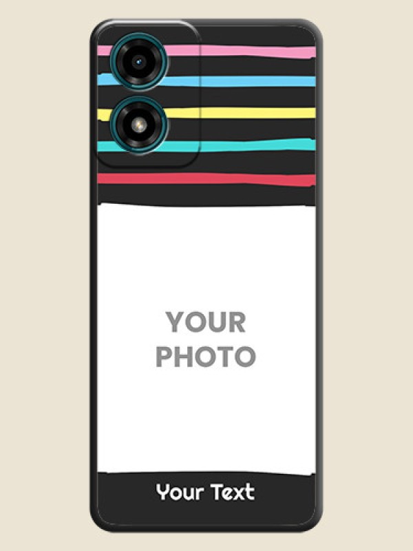 Custom Multicolor Lines with Image on Space Black Personalized Soft Matte Phone Covers - Motorola G24 Power - alternate view