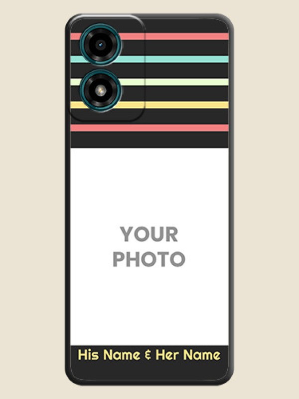 Custom Color Stripes with Photo and Text - Photo on Space Black Soft Matte Mobile Case - Motorola G24 Power - alternate view