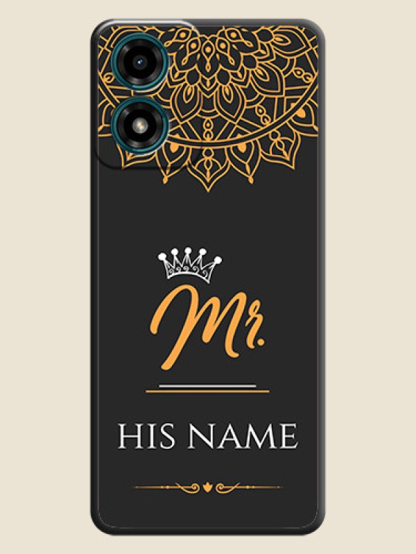 Custom Mr Name with Floral Design on Personalised Space Black Soft Matte Cases - Motorola G24 Power - alternate view