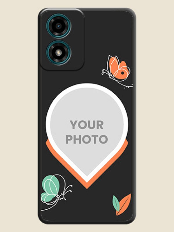 Custom Upload Pic With Simple Butterly Design On Space Black Personalized Soft Matte Phone Covers - Motorola G24 Power - alternate view