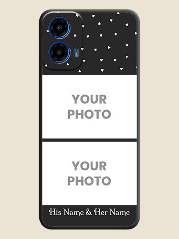 Custom Miniature Love Symbols with Name on Space Black Custom Soft Matte Back Cover - Motorola G34 5G - alternate view