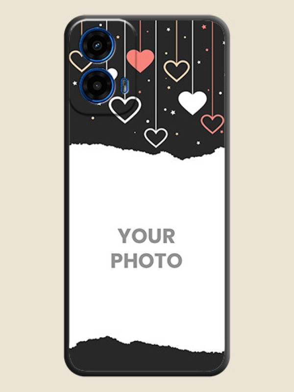 Custom Love Hangings with Splash Wave Picture on Space Black Custom Soft Matte Phone Back Cover - Motorola G34 5G - alternate view