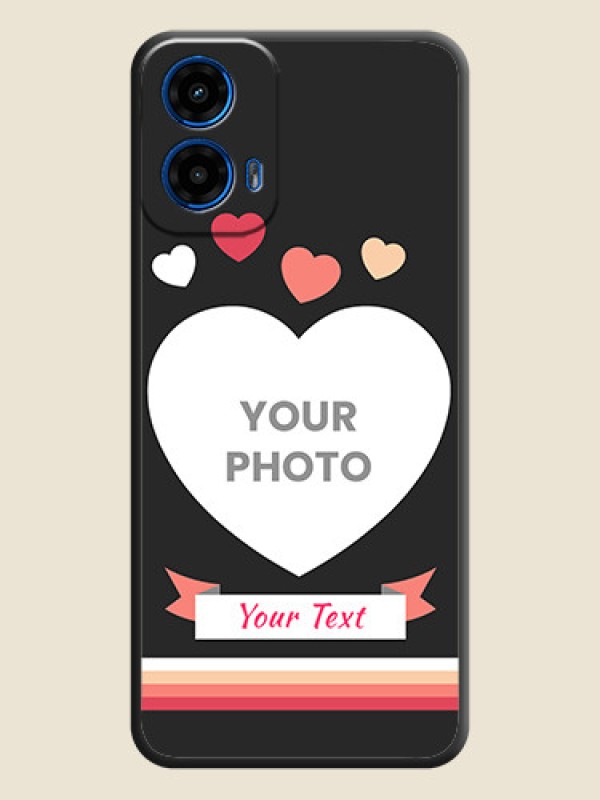 Custom Love Shaped Photo with Colorful Stripes on Personalised Space Black Soft Matte Cases - Motorola G34 5G - alternate view
