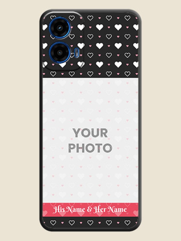 Custom White Color Love Symbols with Text Design - Photo on Space Black Soft Matte Phone Cover - Motorola G34 5G - alternate view