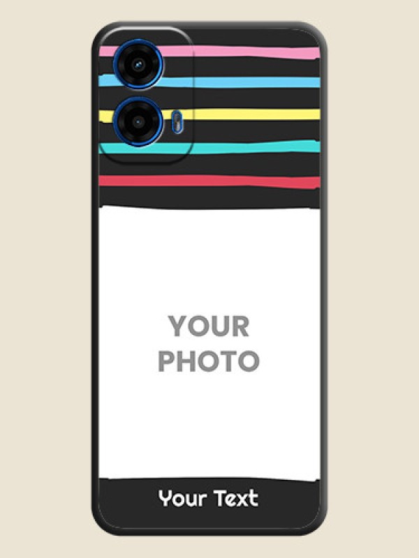 Custom Multicolor Lines with Image on Space Black Personalized Soft Matte Phone Covers - Motorola G34 5G - alternate view
