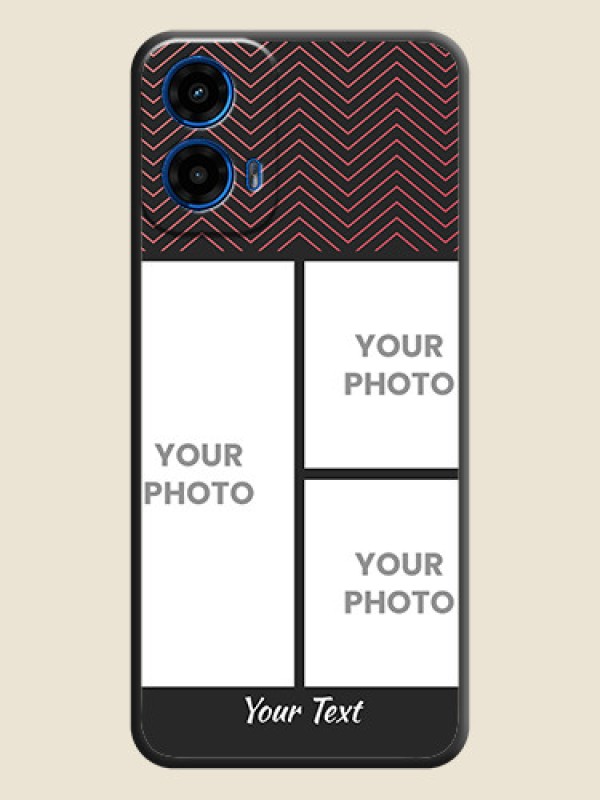 Custom Wave Pattern with 3 Image Holder on Space Black Custom Soft Matte Back Cover - Motorola G34 5G - alternate view