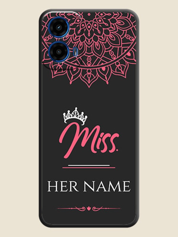 Custom Mrs Name with Floral Design on Space Black Personalized Soft Matte Phone Covers - Motorola G34 5G - alternate view