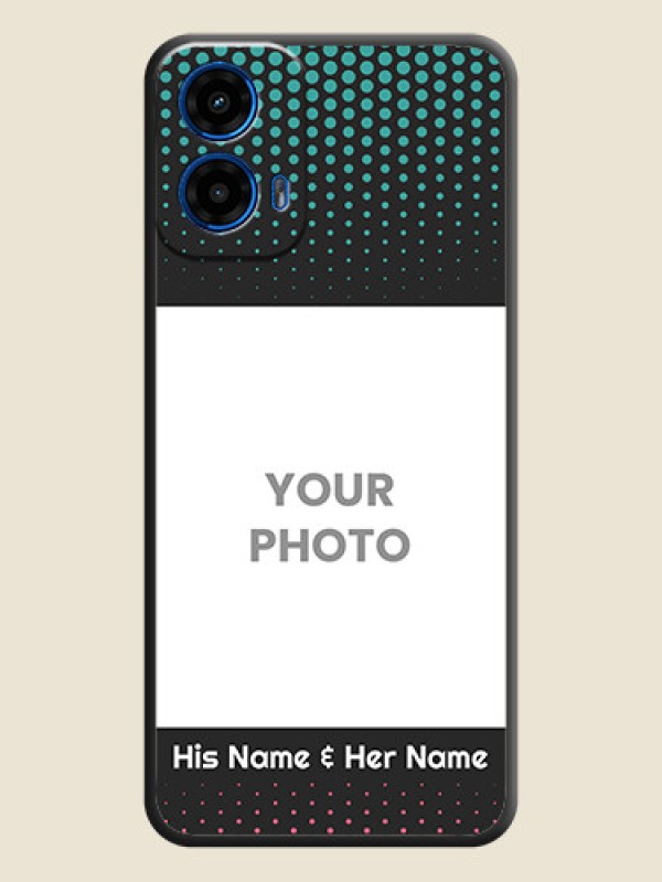 Custom Faded Dots with Grunge Photo Frame and Text on Space Black Custom Soft Matte Phone Cases - Motorola G34 5G - alternate view