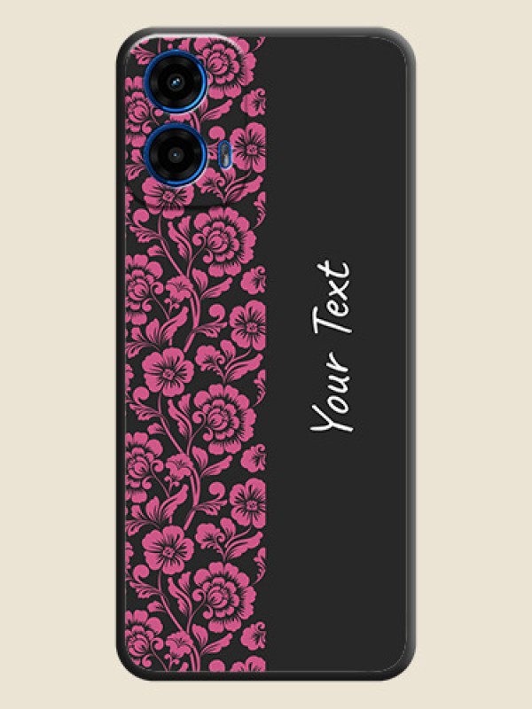 Custom Pink Floral Pattern Design With Custom Text On Space Black Personalized Soft Matte Phone Covers - Motorola G34 5G - alternate view