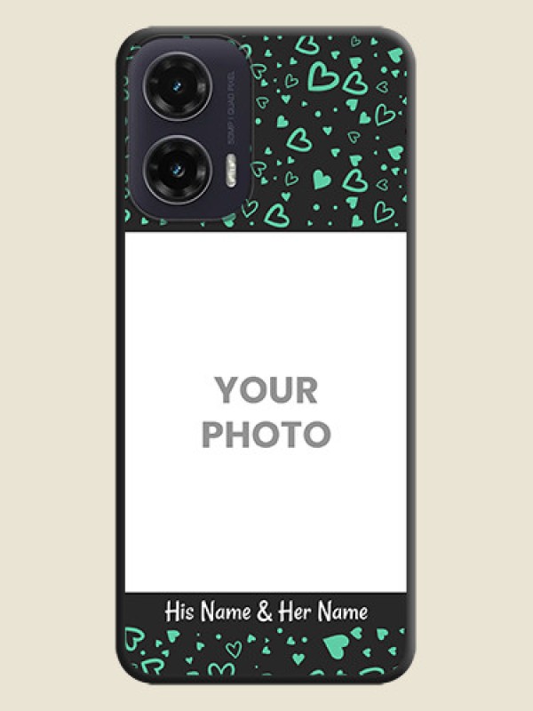 Custom Sea Green Indefinite Love Pattern on Photo On Space Black Custom Soft Matte Mobile Back Cover - Motorola G35 5G - alternate view