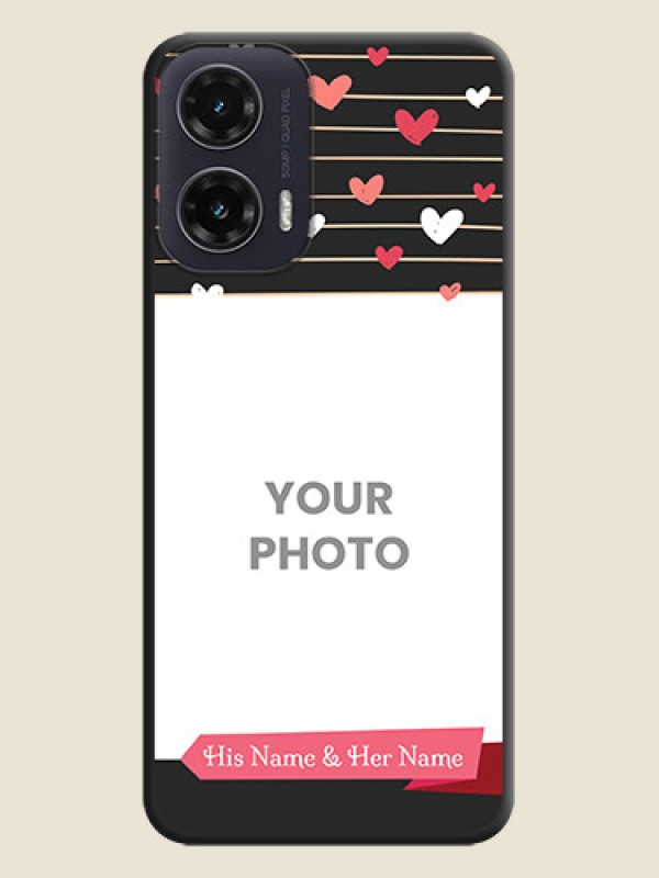 Custom Love Pattern with Name on Pink Ribbon on Photo On Space Black Custom Soft Matte Mobile Back Cover - Motorola G35 5G - alternate view