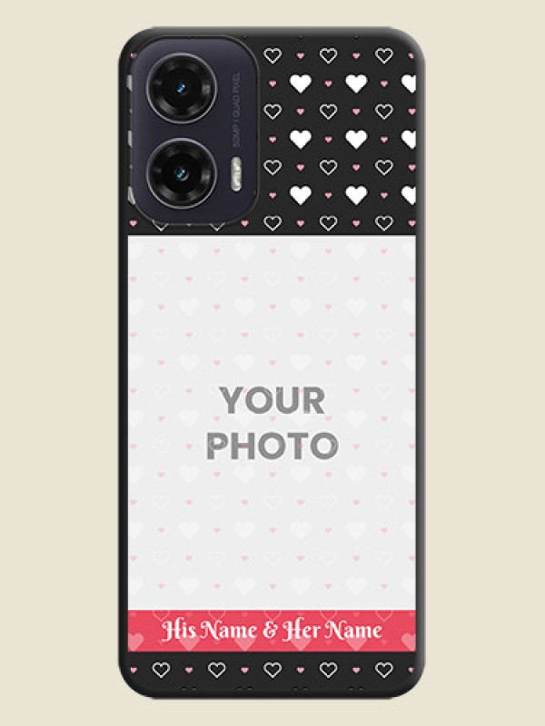Custom White Color Love Symbols with Text Design on Photo On Space Black Custom Soft Matte Mobile Back Cover - Motorola G35 5G - alternate view