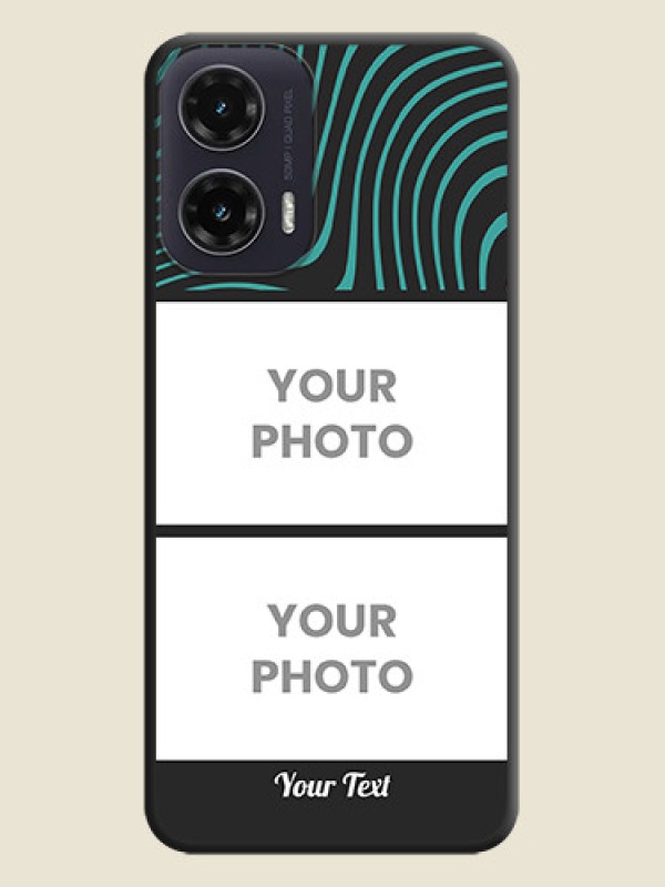 Custom Wave Pattern with 2 Image Holder On Space Black Custom Soft Matte Mobile Back Cover - Motorola G35 5G - alternate view