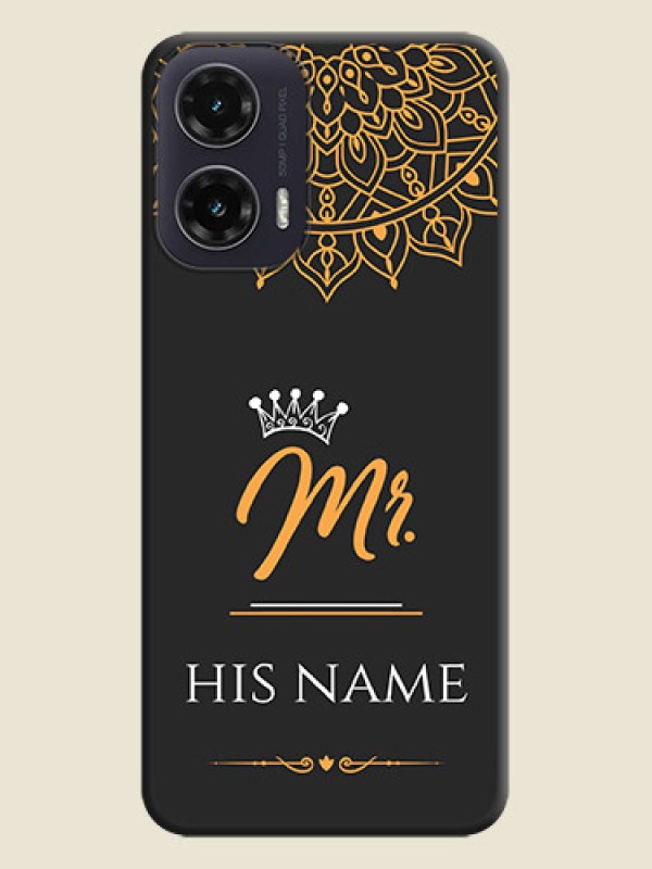 Custom Mr Name with Floral Design On Space Black Custom Soft Matte Mobile Back Cover - Motorola G35 5G - alternate view