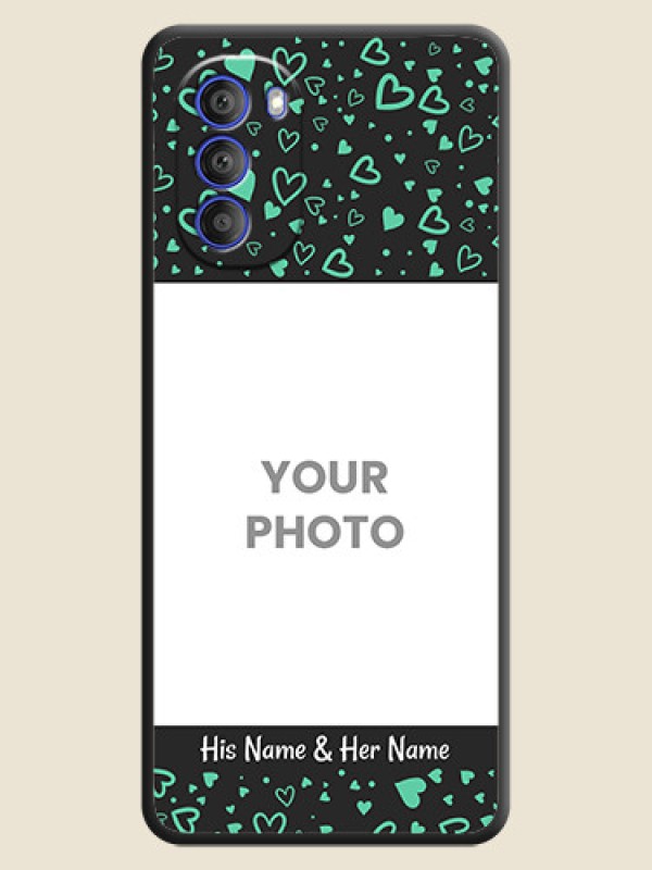 Custom Sea Green Indefinite Love Pattern on Photo on Space Black Soft Matte Mobile Cover - Motorola G51 5G - alternate view
