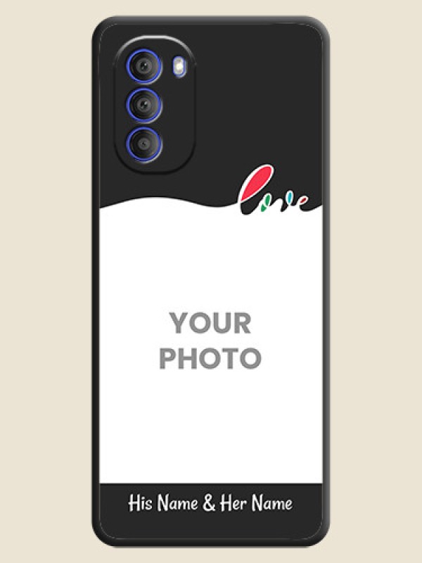 Custom Fall in Love Pattern with Picture on Photo on Space Black Soft Matte Mobile Case - Motorola G51 5G - alternate view