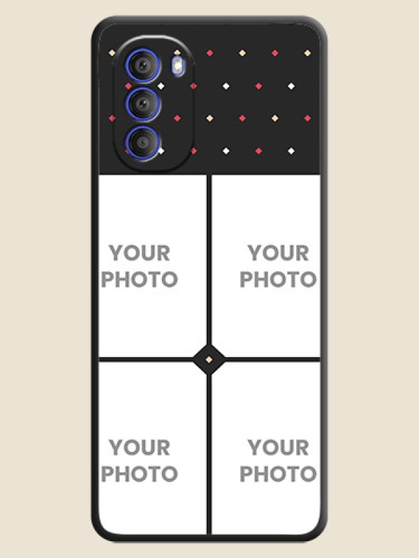 Custom Multicolor Dotted Pattern with 4 Image Holder on Space Black Custom Soft Matte Phone Cases - Motorola G51 5G - alternate view