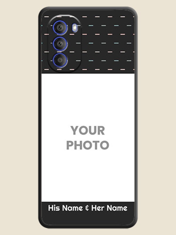 Custom Line Pattern Design with Text on Space Black Custom Soft Matte Phone Back Cover - Motorola G51 5G - alternate view